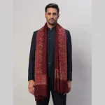 Maroon Paisley Shawl Men's Wrap Warm Wool Scarf