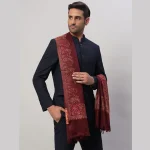 Maroon Paisley Shawl Men's Wrap Warm Wool Scarf - Image 4