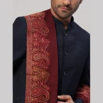 Maroon Paisley Shawl Men's Wrap Warm Wool Scarf - Image 6