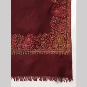 Maroon Paisley Shawl Men's Wrap Warm Wool Scarf - Image 7