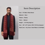 Maroon Paisley Shawl Men's Wrap Warm Wool Scarf - Image 8