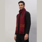 Maroon Scarf Cashmere Solid Wool Warm Muffler - Image 3