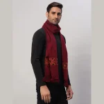 Maroon Scarf Cashmere Solid Wool Warm Muffler - Image 4