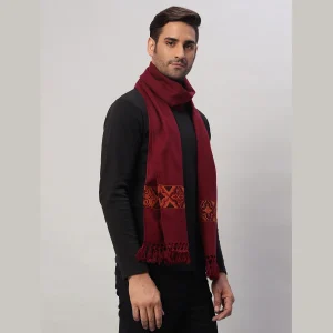 Maroon Scarf Cashmere Solid Wool Warm Muffler - Image 4