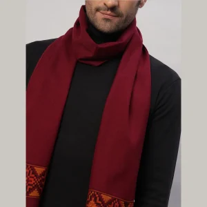 Maroon Scarf Cashmere Solid Wool Warm Muffler - Image 6