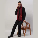 Maroon Scarf Cashmere Solid Wool Warm Muffler - Image 2