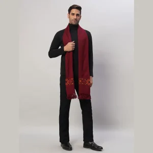 Maroon Scarf Cashmere Solid Wool Warm Muffler - Image 5