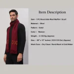 Maroon Scarf Cashmere Solid Wool Warm Muffler - Image 8