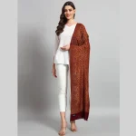 Maroon & Yellow Floral Stole Women Wrap Cashmere Scarf - Image 3