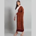 Maroon & Yellow Floral Stole Women Wrap Cashmere Scarf - Image 4