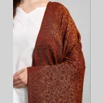 Maroon & Yellow Floral Stole Women Wrap Cashmere Scarf - Image 5