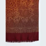 Maroon & Yellow Floral Stole Women Wrap Cashmere Scarf - Image 6