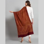 Maroon & Yellow Floral Stole Women Wrap Cashmere Scarf - Image 7