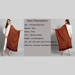 Maroon & Yellow Floral Stole Women Wrap Cashmere Scarf - Image 8
