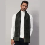 Men Cashmere Scarf Winter Neck Wrap Casual Green Diamond