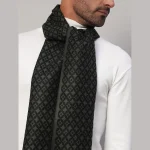 Men Cashmere Scarf Winter Neck Wrap Casual Green Diamond - Image 6