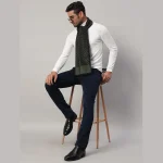 Men Cashmere Scarf Winter Neck Wrap Casual Green Diamond - Image 2