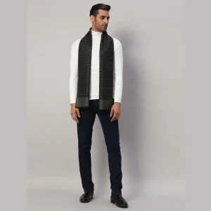 Men Cashmere Scarf Winter Neck Wrap Casual Green Diamond - Image 5