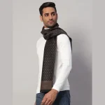 Men Fashion Brown Diamond Scarf Winter Soft Wool Muffler - Image 3