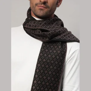 Men Fashion Brown Diamond Scarf Winter Soft Wool Muffler - Image 6