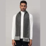 Men Grey Diamond Casual Neck Wrap Wool Muffler