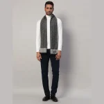 Men Grey Diamond Casual Neck Wrap Wool Muffler - Image 5