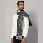 Men Grey Diamond Casual Neck Wrap Wool Muffler - Image 3