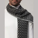 Men Grey Diamond Casual Neck Wrap Wool Muffler - Image 6
