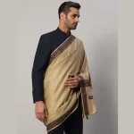 Men Reversible Solid Beige Shawl Winter Wear Lohi - Image 5