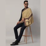 Men Reversible Solid Beige Shawl Winter Wear Lohi - Image 2