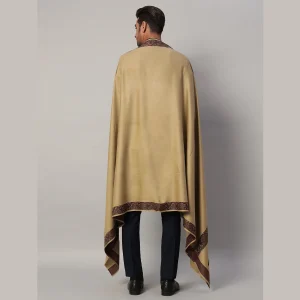 Men Reversible Solid Beige Shawl Winter Wear Lohi - Image 8