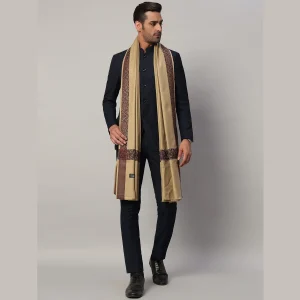 Men Reversible Solid Beige Shawl Winter Wear Lohi - Image 3