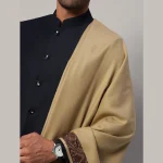 Men Reversible Solid Beige Shawl Winter Wear Lohi - Image 6