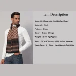 Men Winter Warm Wool Muffler Plaid Check Brown Scarf - Image 8