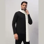 Men's 100% Wool Scarf Warm Neck Wrap White Solid Muffler - Image 4