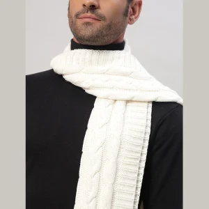 Men's 100% Wool Scarf Warm Neck Wrap White Solid Muffler - Image 6