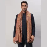 Men's Beige Floral Wrap Winter Wool Shawl