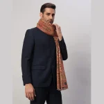 Men's Beige Floral Wrap Winter Wool Shawl - Image 4
