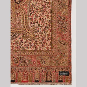 Men's Beige Floral Wrap Winter Wool Shawl - Image 7