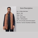 Men's Beige Floral Wrap Winter Wool Shawl - Image 8