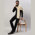 Men's Beige Soft Wool Pashmina Muffler Winter Scarf - Image 2