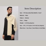 Men's Beige Soft Wool Pashmina Muffler Winter Scarf - Image 8