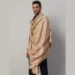 Men's Beige Soft Wool Shawl Winter Reversible Scarf - Image 3