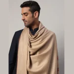 Men's Beige Soft Wool Shawl Winter Reversible Scarf - Image 5