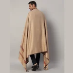 Men's Beige Soft Wool Shawl Winter Reversible Scarf - Image 8
