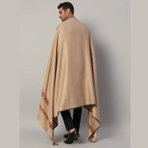 Men's Beige Soft Wool Shawl Winter Reversible Scarf - Image 8