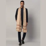 Men's Beige Soft Wool Shawl Winter Reversible Scarf - Image 6