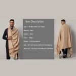 Men's Beige Soft Wool Shawl Winter Reversible Scarf - Image 9