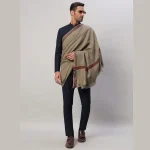 Men's Beige Wool Stole Winter Wear Long Shawl - Image 3
