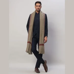 Men's Beige Wool Stole Winter Wear Long Shawl - Image 4